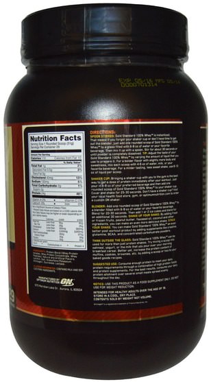 體育 - Optimum Nutrition, Gold Standard, 100% Whey, French Vanilla Crme, 2 lbs (909 g)