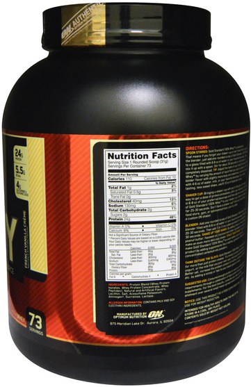 體育 - Optimum Nutrition, Gold Standard, 100% Whey, French Vanilla Crme, 5 lbs (2.27 kg)