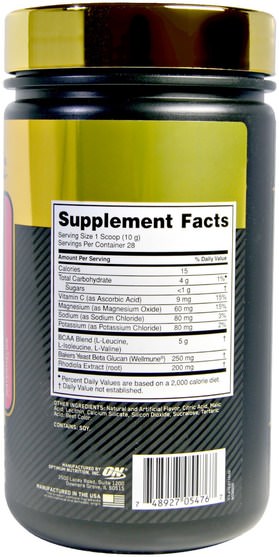 體育 - Optimum Nutrition, Gold Standard, BCAA Train + Recover, Watermelon, 9.9 oz (280 g)