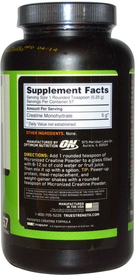 體育 - Optimum Nutrition, Micronized Creatine Powder, Unflavored, 10.6 oz (300 g)