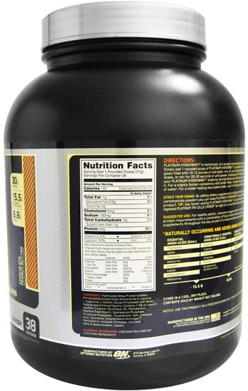 體育 - Optimum Nutrition, Platinum Hydro Whey, Chocolate Peanut Butter, 1.59 kg (3.5 lb)