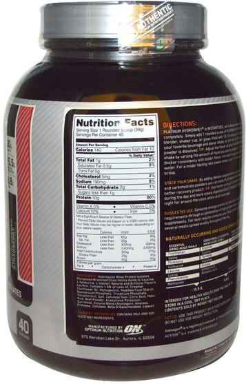 體育 - Optimum Nutrition, Platinum Hydro Whey, Supercharged Strawberry, 3.5 lbs (1.59 kg)