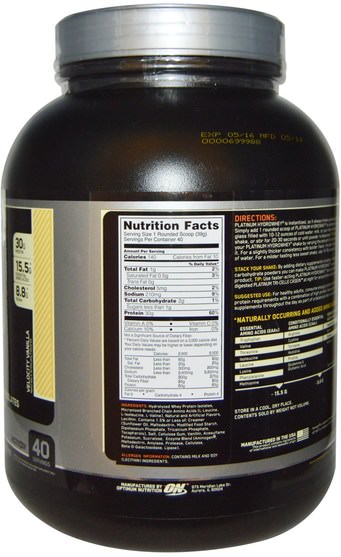 體育 - Optimum Nutrition, Platinum Hydro Whey, Velocity Vanilla, 3.5 lbs (1.59 kg)
