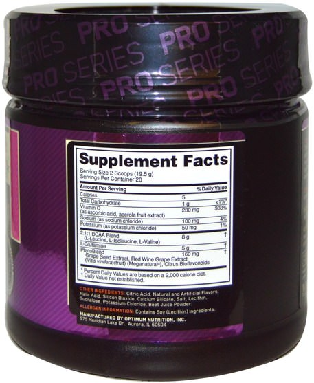 體育 - Optimum Nutrition, Pro BCAA, Raspberry Lemonade, 13.7 oz (390 g)