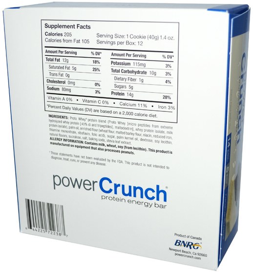 運動，蛋白質棒 - BNRG, Power Crunch Protein Energy Bar, French Vanilla Creme, 12 Bars, 1.4 oz (40 g) Each