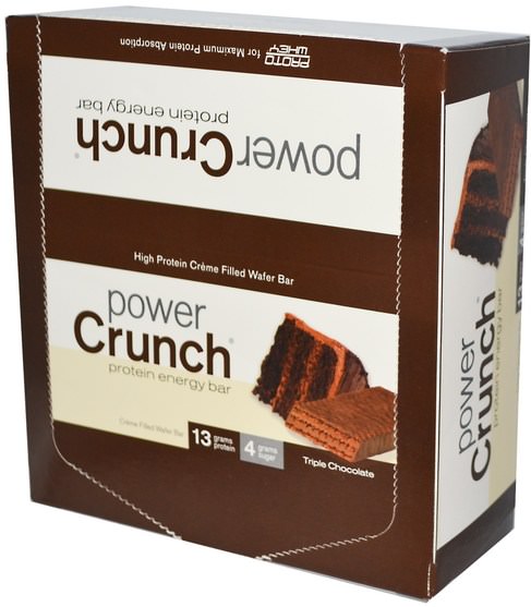 運動，蛋白質棒 - BNRG, Power Crunch Protein Energy Bar Original, Triple Chocolate, 12 Bars, 1.4 oz (40 g) Each