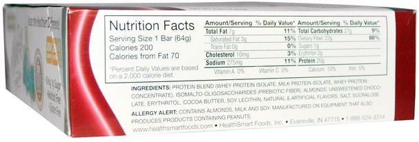 熱敏產品，運動，蛋白棒 - HealthSmart Foods, ChocoRite Protein Bar, Caramel Mocha, 12 Bars, 2.26 oz (64 g) Each