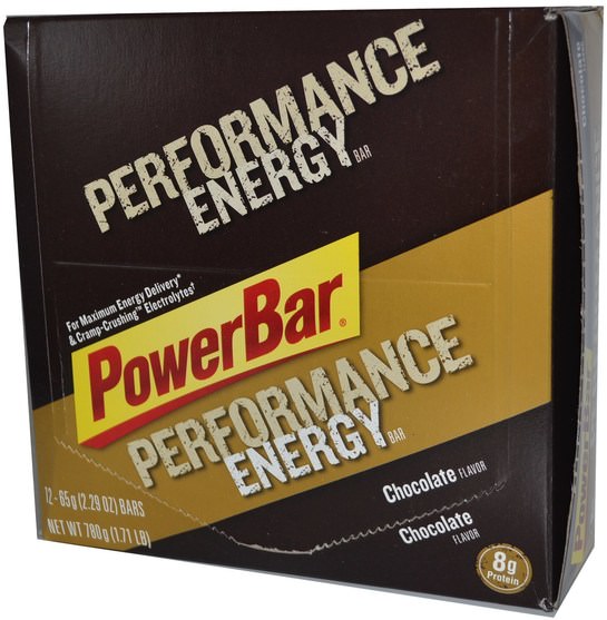 運動，蛋白質棒 - PowerBar, Performance Energy, Chocolate Flavor, 12 Bars, 2.29 oz (65 g) Each