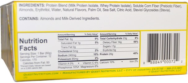 運動，蛋白質棒 - Quest Nutrition, QuestBar, Protein Bar, Lemon Cream Pie, 12 Bars, 2.1 oz (60 g) Each