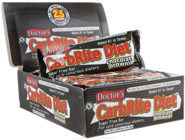 運動，蛋白質棒 - Universal Nutrition, Doctors CarbRite Diet Bars, Sugar-Free, Chocolate Brownie, 12 Bars, 2 oz (56.7 g) Each