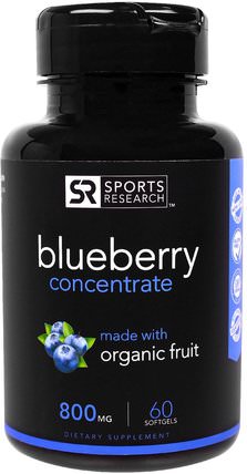 Blueberry Concentrate, 800 mg, 60 Softgels by Sports Research, 草藥，藍莓 HK 香港
