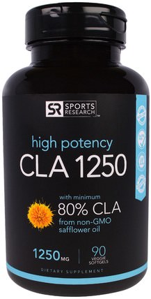CLA 1250, 1250 mg, 90 Veggie Softgels by Sports Research, 減肥，飲食，cla（共軛亞油酸） HK 香港