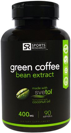 Green Coffee Bean Extract, 400 mg, 90 Softgels by Sports Research, 補充劑，抗氧化劑，綠咖啡豆提取物 HK 香港