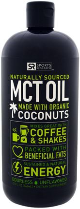 MCT Oil, Unflavored, 32 fl oz (946 ml) by Sports Research, 食物，酮友好，能量，mct油 HK 香港