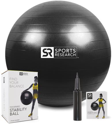 Performance Stability Ball, Black, 1 - 65cm Ball by Sports Research, 運動，家庭，鍛煉/健身裝備 HK 香港
