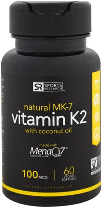 Vitamin K2, 100 mcg, 60 Veggie Softgels by Sports Research, 維生素，維生素K HK 香港