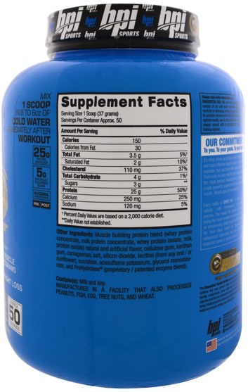 運動，運動，蛋白質，運動蛋白質 - BPI Sports, Whey HD, Ultra Premium Whey Protein Powder, Vanilla Caramel, 4.1 lbs (1.850 g)