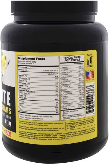 運動，補品，乳清蛋白 - Eat the Bear, Bare Isolate, Whey Pure Protein Isolate, Vanilla, 2 lbs (908 g)
