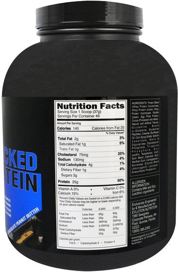 運動，補品，乳清蛋白 - EVLution Nutrition, Stacked Protein, Chocolate Peanut Butter, 4 lb (1.813 g)