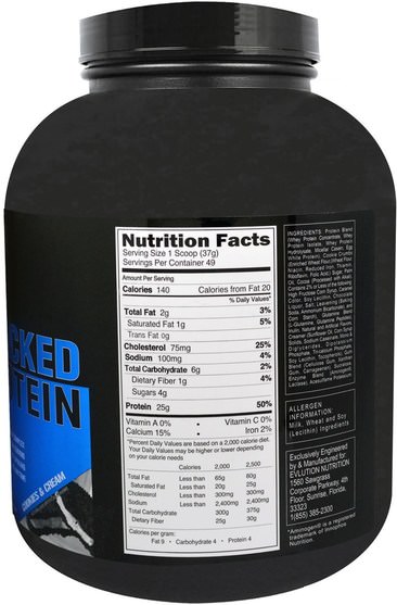 運動，補品，乳清蛋白 - EVLution Nutrition, Stacked Protein, Cookies & Cream, 4 lb (1813 g)