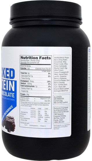 運動，補品，乳清蛋白 - EVLution Nutrition, Stacked Protein, Natural Chocolate, Chocolate Decadence, 2 lb (909 g)
