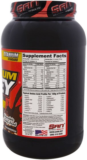 運動，補品，乳清蛋白 - SAN Nutrition, 100% Pure Titanium Whey, Chocolate Rocky Road, 32 oz (907.2 g)