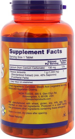 運動，tri藜 - Now Foods, Sports, Tribulus, 1.000 mg, 180 Tablets