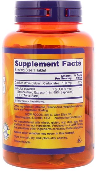運動，tri藜 - Now Foods, Sports, Tribulus, 1.000 mg, 90 Tablets