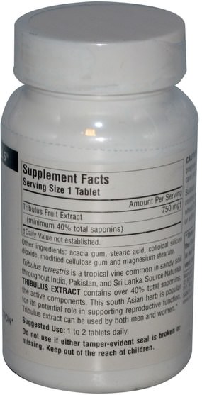 運動，tri藜 - Source Naturals, Tribulus Extract, 750 mg, 60 Tablets