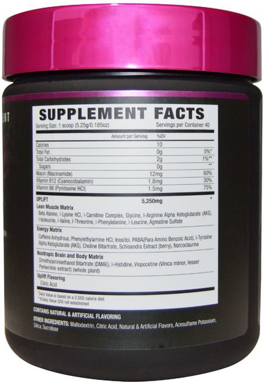 體育，女子體育用品，能源 - NLA for Her, Uplift, Pre Workout Energy, Raspberry Lemonade, 0.46 lbs (210 g)