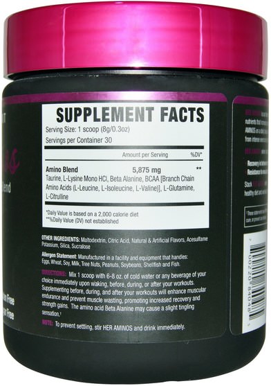 運動，女子運動產品，運動 - NLA for Her, Her Aminos, Comprehensive Amino Acid Blend, Pink Lemonade, 0.56 lbs (254 g)