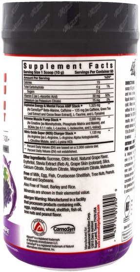 運動，鍛煉 - Bluebonnet Nutrition, Extreme Edge, Pre Workout, Grape Flavor, 1.32 lbs (600 g)