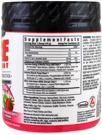 運動，鍛煉 - Bluebonnet Nutrition, Extreme Edge, Pre Workout, Strawberry Kiwi Flavored, 0.66 lbs (300 g)
