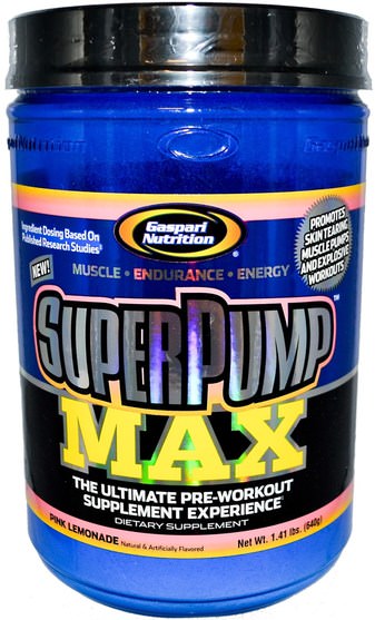 運動，鍛煉 - Gaspari Nutrition, SuperPump Max, The Ultimate Pre-Workout Supplement, Pink Lemonade, 1.41 lbs (640 g)