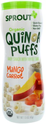 Mango Carrot, 1.5 oz (43 g) by Sprout Organic Quinoa Puffs, 兒童健康，嬰兒餵養 HK 香港