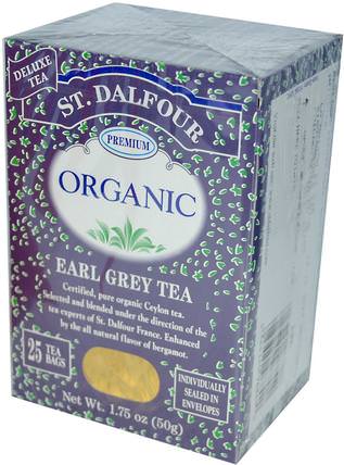 Organic Earl Grey Tea, 25 Tea Bags, 1.75 oz (50 g) by St. Dalfour, 食物，涼茶，伯爵灰茶 HK 香港
