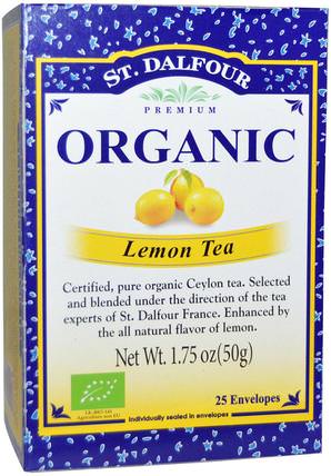 Organic Lemon Tea, 25 Envelopes, 1.75 oz (50 g) by St. Dalfour, 食物，涼茶 HK 香港