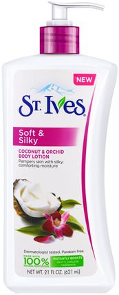 Body Lotion, Soft & Silky, Coconut & Orchid, 21 fl oz (621 ml) by St. Ives, 洗澡，美容，潤膚露 HK 香港