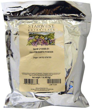 Fullers Earth Powder, 1 lb (453.6 g) by Starwest Botanicals, 美容，面膜，泥面膜，健康，排毒，粘土 HK 香港