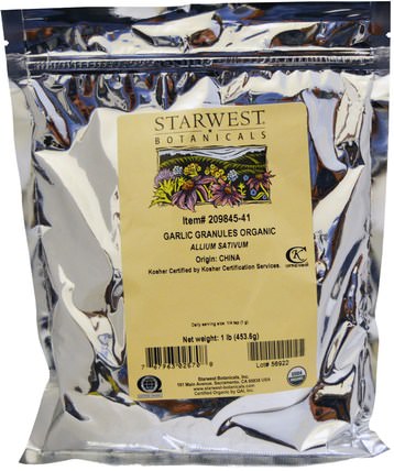 Organic Garlic Granules, 1 lb (453.6 g) by Starwest Botanicals, 食品，香料和調料，大蒜香料，補品，抗生素，大蒜 HK 香港