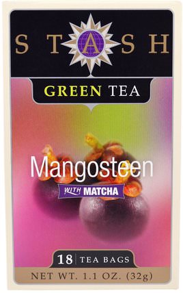 Green Tea, Mangosteen With Matcha, 18 Tea Bags, 1.1 oz (32 g) by Stash Tea, 補充劑，抗氧化劑，綠茶，食品，涼茶，抹茶綠茶 HK 香港