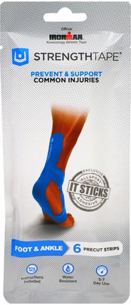 Kinesiology Tape Kit, Foot & Ankle, 6 Precut Strips by Strengthtape, 運動，家庭，鍛煉/健身裝備 HK 香港