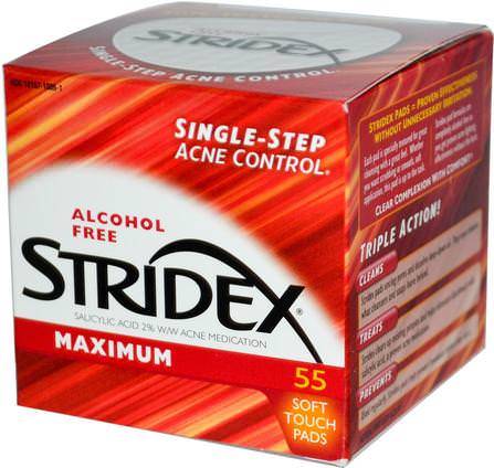 Single-Step Acne Control, Maximum, Alcohol Free, 55 Soft Touch Pads by Stridex, 美容，水楊酸，痤瘡外用產品 HK 香港