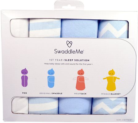 Swaddle Me, 1st Year + Sleep Solution, Blue, 4 Piece Set by Summer Infant, 兒童健康，嬰兒，兒童，嬰兒及兒童產品 HK 香港