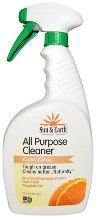 All Purpose Cleaner, Light Citrus, 22 fl oz (650 ml) by Sun & Earth, 兒童健康，兒童和嬰兒清潔，家用清潔劑 HK 香港