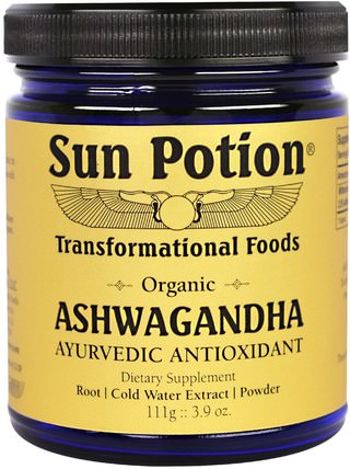 Ashwagandha Powder, Organic 3.9 oz (111 g) by Sun Potion, 補充劑，adaptogen，ashwagandha withania somnifera HK 香港