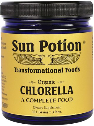 Chlorella Algae Powder, Organic Sound Processed, 3.9 oz (111 g) by Sun Potion, 補品，超級食品，小球藻 HK 香港