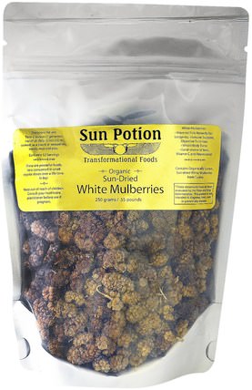 Organic Sun-Dried Turkish White Mulberries, 0.55 lb (250 g) by Sun Potion, 食物，乾果，桑椹 HK 香港