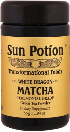 White Dragon Matcha, Ceremonial Grade Green Tea Powder, 1.94 oz (55 g) by Sun Potion, 補充劑，抗氧化劑，綠茶，食品，涼茶 HK 香港