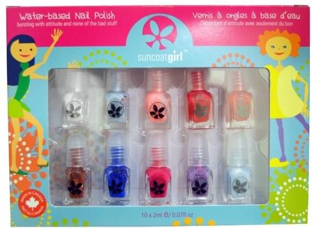 Water-Based Nail Polish Kit, Flare & Fancy, 10 Pieces by Suncoat Girl, 洗澡，美容，禮品套裝，兒童和嬰兒禮品套裝，化妝，指甲油 HK 香港